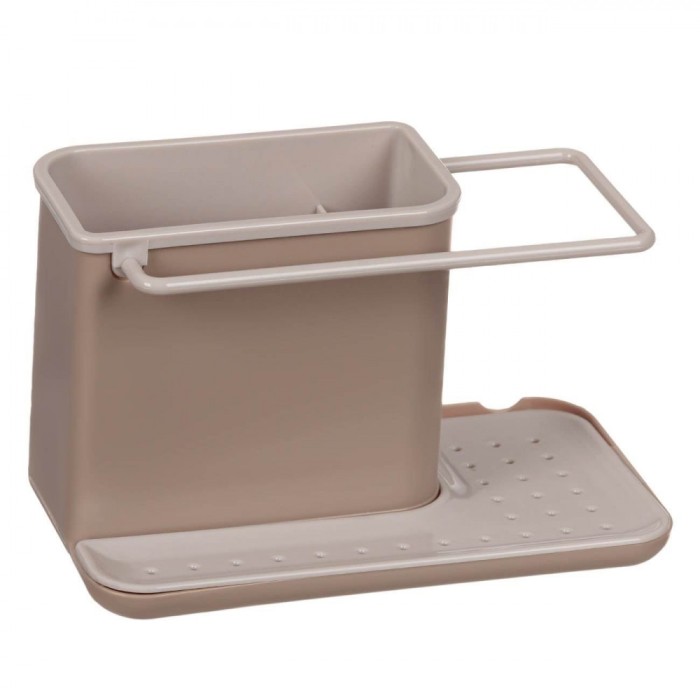 Organizator Chiuvetă Plastic, Multifuncțional, Compartiment Detergent, Bej, 20.8x11x13cm