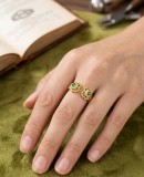 Cumpara ieftin Inel Reglabil din Argint 925 Placat cu Aur Aurora Jewelry , Stil Vintage cu Pietre Verzi