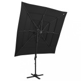 Cumpara ieftin Umbrelă de soare 4 niveluri, st&acirc;lp aluminiu, negru, 250x250 cm