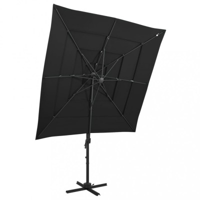 Gossi umbrela de soare 4 niveluri, stalp aluminiu, negru, 250x250 cm foto