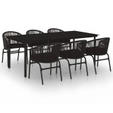 Cumpara ieftin Set de servit masa pentru gradina, 7 piese, negru