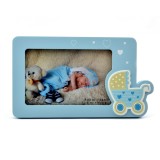 Rama Foto Baby on Tour, 15x10 cm, Lemn Albastru, Decorativa, Carucior Bebe