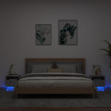 VidaXL Noptiere cu lumini LED, 2 buc., gri beton, 40x39x37 cm