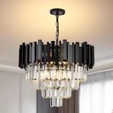 Candelabru Cristal BLOIS Eleganza 8xE27, Diametru 49cm, Negru, Inaltime Reglabila, Alessandro DESIGN