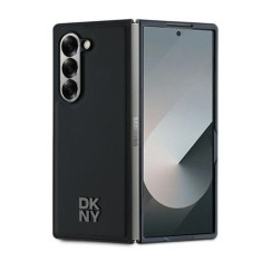 Husa Samsung Galaxy Z Fold6 - DKNY Leather Plain Metal Stack Logo MagSafe (DKHMZFD6PSMCSLK) - Black foto