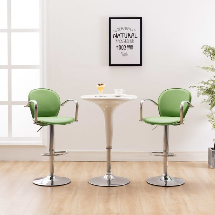 vidaXL Scaune de bar cu brațe, 2 buc., verde, piele ecologică 249709