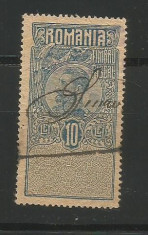 No(09) timbru fiscal- 10 BANI 1911 CAROL I HARTIE CRETATA foto