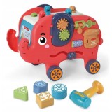 Jucarie multifunctionala,interactiva si educationala elefant culoare rosie