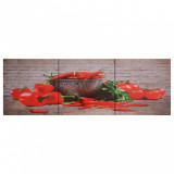 Set Tablouri Din P&acirc;nză Imprimeu Paprika Multicolor 120 x 40 cm 289284, General