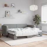 Cumpara ieftin Pat de zi cu extensie și saltele, gri deschis, 80x200 cm textil
