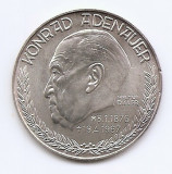 Medalie Germania - Konrad Adenauer - Engraver Helmut Diller, Argint 24.9gr, Md4, Europa