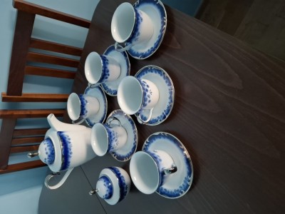 Servici de cafea 14 piese din portelan cobalt foto