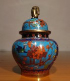 Vas asiatic Feng shui Cloisonne, Lotus si Cires| vechi si rar