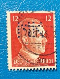 Germania Reich 1941 Adolf Hitler 12pf Roșu cu Perforație Comercială / Perfin Ștampilat 1943 - OREF1