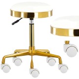 Taburetă cosmetologică rotundă hocker scaun pentru frizerie marca Calissimo de culoare albă