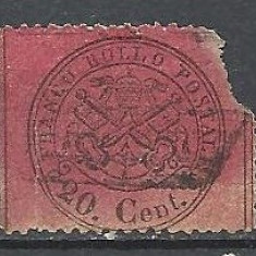 Italy Church State 1868 Coat of arms, 20C, Mi.23, FAULT, used AM.165