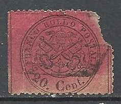 Italy Church State 1868 Coat of arms, 20C, Mi.23, FAULT, used AM.165 foto