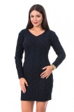 V542-44 Rochie stil pulover cu maneci lungi si impletituri ample, M