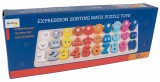 Puzzle din lemn Montessori Malplay cu cifre, forme si alte accesorii