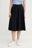 Gant fustă din bumbac culoarea albastru marin, midi, evazati, 4400163