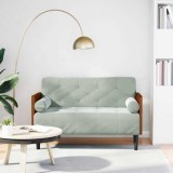 Canapea Loveseat Gossi Gri Deschis, 110cm, Catifea, cu Perne Suport. Cadru placaj, Confortabila si Stabila. Perfecta pentru Living!