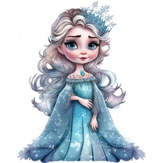 Sticker decorativ, Printesa Elsa, Albastru, 75 cm, 1269STK