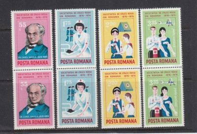 ROMANIA 1976 LP 912 CENTENARUL CRUCII ROSII PERECHE SERII MNH foto