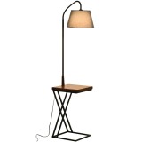 HOMCOM Lampă de Podea Modernă cu &Icirc;năcarcător Wireless, Abajur Reglabil și Etajeră Suplimentară, 36x36x165 cm, Negru | Aosom Romania