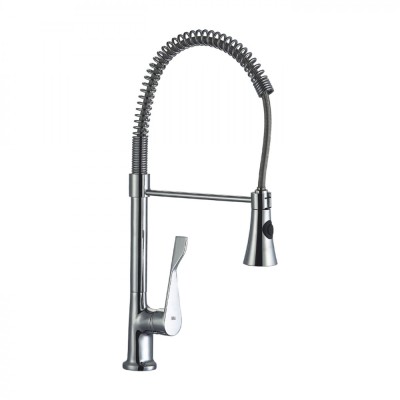 Baterie de bucatarie Z-Inox ZLN8153 cu gat flexibil de 45 cm, corp din alama, suprafata cromata, doua moduri de stropire foto