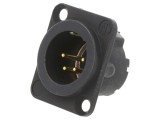 Conector XLR tată 4 pini, montare pe panou, 10A, NEUTRIK