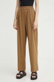 Samsoe Samsoe pantaloni JULIA femei, culoarea bej, lat, high waist, F23100048