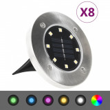 VidaXL Lămpi solare pentru sol, 8 buc., cu LED-uri RGB, colorate