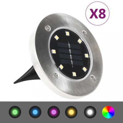 vidaXL Lămpi solare pentru sol, 8 buc., cu LED-uri RGB, colorate foto