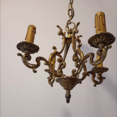 Candelabru antic din bronz cu 4 brațe in stilul Rococo