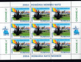 ROMANIA 2004 LP 1633 a ROMANIA MEMBRA NATO COALA MICA DE 9 TIMBRE DANTELAT MNH