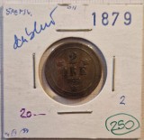 250 Sweden, Suedia, 2 Ore 1879, KM#746, Europa