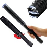 Electrosoc Baston Extensibil Police HY-X10, 10000W, Metalic, Lanterna LED, Autoaparare, Profesional