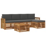 vidaXL Set de canapele de exterior cu pernă 6 pcs Natural și Antracit 3384268