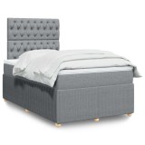 VidaXL Pat box spring cu saltea, gri deschis, 120x190 cm, textil