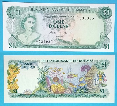Bahamas 1 Dollar 1974 &amp;#039;Grădină marină&amp;#039; UNC serie: V/I 539925 p#35 foto