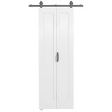 HOMCOM Ușă Glisantă Pliabilă 70x210 cm, Ușă Pliabilă Tip Portofel cu M&acirc;ner și Suprafață Vopsibilă, Alb | Aosom Romania