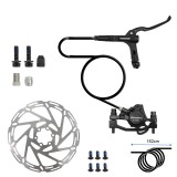 Cumpara ieftin Kit frana hidraulica spate bicicleta, etrier cu 4 pistoane, maneta 1,62 m, disc de 180 mm