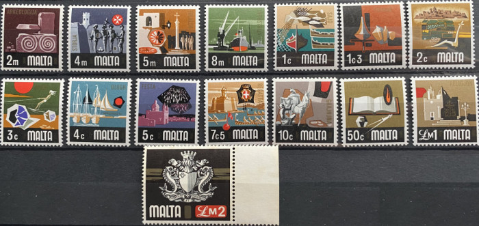 PC241 - Malta 1973 Motive locale, serie MNH, 15v