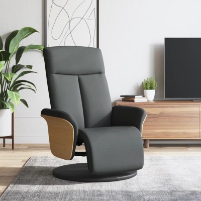 vidaXL Fotoliu rabatabil cu suport de picioare, gri &amp;icirc;nchis, textil 356522 foto