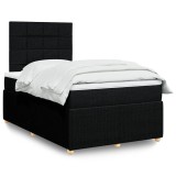 vidaXL Pat box spring cu saltea, negru, 120x200 cm, textil 3294325