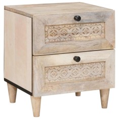 vidaXL Noptieră cu sertar Bej 40 x 33 x 46 cm Lemn masiv de mango