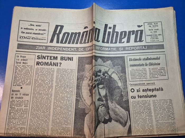 ziarul romania libera 6 - 7 iulie 1991