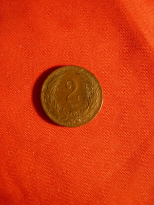 Moneda 2 filler 1895 Ungaria, Cu , cal. -F.Buna foto