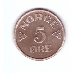Moneda Norvegia 5 ore 1955, stare buna, curata