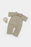 Cumpara ieftin Salopeta cu maneca scurta si nasturei Sheep, 100% bumbac - Verde, BabyCosy (Marime: 3-6 Luni)